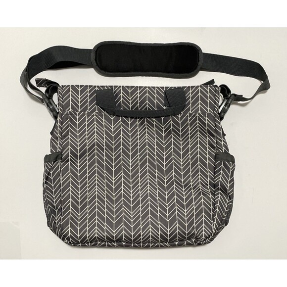 Skip Hop Duo Double Signature Diaper Bag Messenger Tote Gray Chevron 16x15x3.5" - Picture 2 of 8
